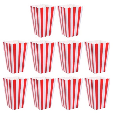 PLASTIKOWE TOREBKI NA PRZEKĄSKI KARTON POPCORNÓW 10 SZT LLWL