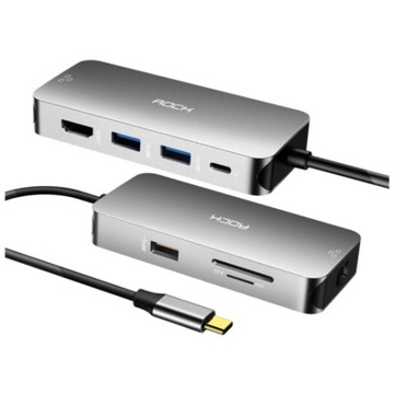HUB Adapter ROCK USB-C HDMI 4K SD RJ45 MacBook Pro
