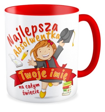 Kubek czerwony NAJLEPSZA ABSOLWENTKA Twoje imię