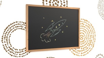 Доска меловая черная 70х50 см, деревянная рама ЭКО.