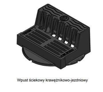 Wpust żeliwny krawężnikowo-jezdniowy WKJ H250, KL.D400 (40T), niemalowany