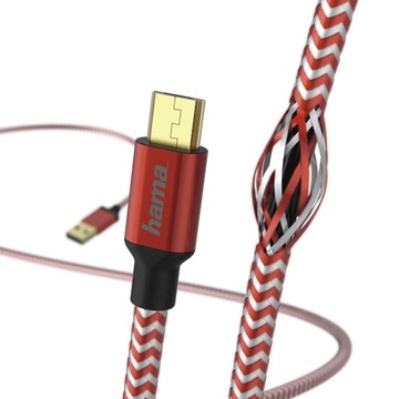 КАБЕЛЬ HAMA USB-microUSB 1,5М ОТРАЖЕННЫЙ красный