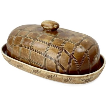 Chlebak ceramiczny ręcznie zdobiony motywem Karo