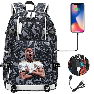 НОВЫЙ РЮКЗАК А4 2024 ГОДА REAL MADRID Mbappé ВОДОНЕПРОНИЦАЕМЫЙ USB-ДИЗАЙН