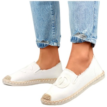 TENISÓWKI BALERINY ESPADRYLE TRAMPKI BIAŁE 42