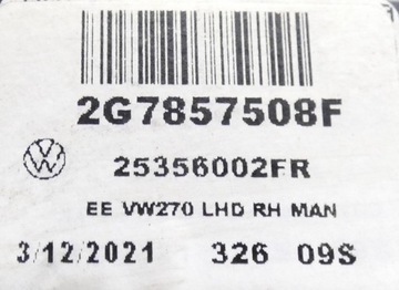 VW TAIGO 2020- 2G7857508F 6 PINU ZRCÁTKO PRAVÉ VNĚJŠÍ