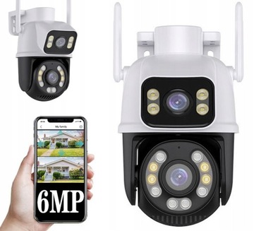 KAMERA ZEWNĘTRZNA OBROTOWA IP DUAL ULTRA 6Mpix WIFI 4xZOOM IR dwa obiektywy