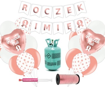 Zestaw dekoracja balon ROCZEK rose gold BUTLA HEL