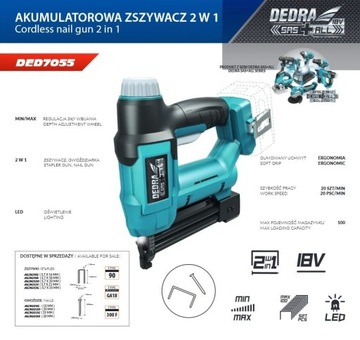 ZSZYWACZ GWOŹDZIARKA AKU 2w1 18V SAS+ALL DED7055
