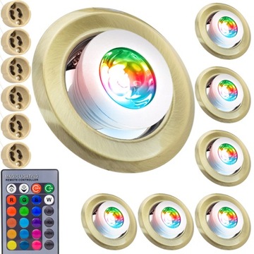 6x HALOGEN LED SUFITOWY Z ŻARÓWKĄ LED RGB PILOTEM