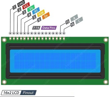 Дисплей 2x16 светодиодов синий LCD-1602-Blue