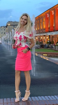 ЮБКА ИЗ ХЛОПКА С ЗАВЯЗКАМИ, КАРМАНАМИ, СТРЕЙЧ, НЕОНОВО-РОЗОВЫЙ 123