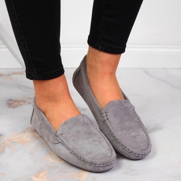 МОКАСИНЫ ЗАМШЕВЫЕ СЕРЫЕ, ПРОФИЛИРОВАННАЯ Стелька 37