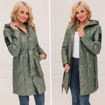 ДЛИННОЕ СТЕГАНОЕ ПАЛЬТО С ПЕРЕХОДНЫМ ПОЯСОМ XXL