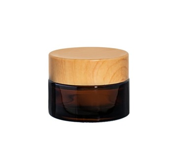 Słoik szklany brązowy 15ml z nakrętką bambusową PP