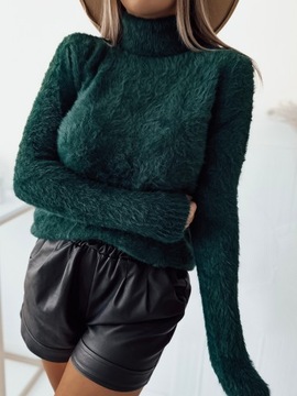 Golf alpaka damski sweter miły ciepły wełna kolor BUTELKA rozmiar M/L