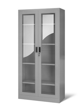SZAFA METALOWA MEDYCZNA PRZESZKLONA PÓŁKI FV