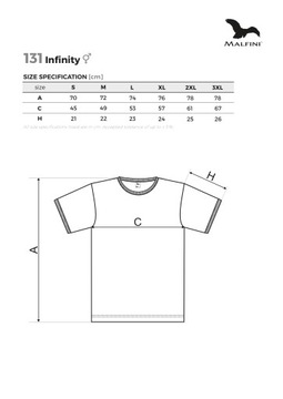 Kontrastowa Koszulka Infinity Malfini Bawełniana Single-Jersey Biały 3XL