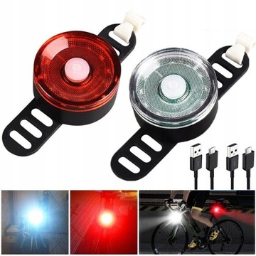ФАРЫ СВЕТОДИОДНЫЕ ВЕЛОСИПЕДНЫЕ ФАРЫ ПЕРЕДНИЕ ЗАДНИЕ 2 ШТ.