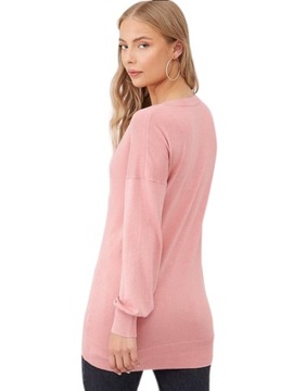 BY VERY różowy, dłuższy swetr z gładkim splotem M