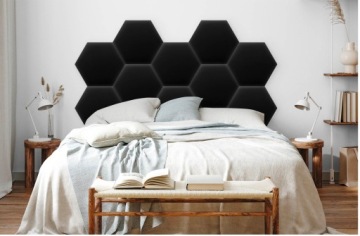 Мягкие стеновые панели HEXAGON H20 40x35 ЧЕРНАЯ ЭКО КОЖА OEKO-TEX