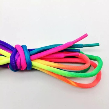 1 Pair Round Rainbow Shoelaces Canvas Athletic Shoelace Sport Sneaker Shoe