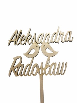 TOPPER WESELNY NA TORT ŚLUB IMIONA PARA MŁODA