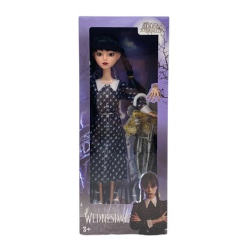 RUCHOMA LALKA WEDNESDAY ADDAMS 30cm PUDEŁKO