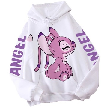 BIAŁA BLUZA Z KAPTUREM STITCH OVERSIZE S