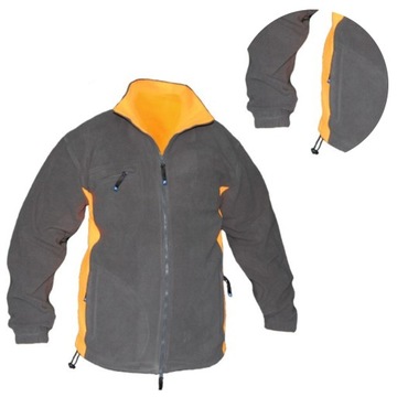 Bluza polarowa polar roboczy CIEPŁY 3 KIESZENIE szaro pomarańczowy L