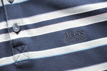 HUGO BOSS Polo w paski z logo na piersi M UNIKAT
