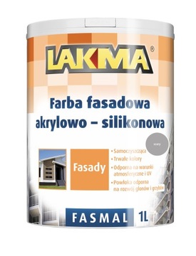 LAKMA FASMAL Farba Elewacyjna Fasadowa Akrylowo-Silikonowa Trwała Szara 1L