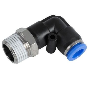 ZŁĄCZKA PNEUMATYCZNA AUTO WTYKOWA KĄTOWA 90° 6 mm 1/8