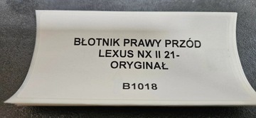 BLATNÍK LIŠTA PRAVÝ PŘEDNÍ LEXUS NX II 21- ORIGINÁLNÍ