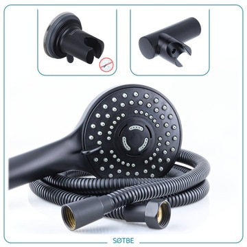 Słuchawka prysznicowa czarna 3 zakresowa WODOOSZCZĘDNA Anti-Calc Natryskowa