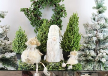 Заснеженная елка из джута с шишками H90 DEcodomi