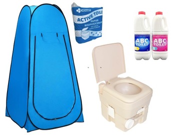 NAMIOT PRZEBIERALNIA NA BUDOWĘ DZIAŁKĘ CAMPING + 33L WC TOALETA + CHEMIA