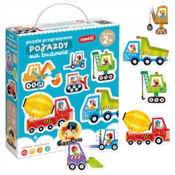 Skládačka Puzzle Barevné Stavební Auta pro skládání Kreativní zábava