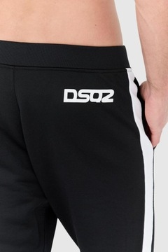 DSQUARED2 Czarne dresy z białymi lampasami XL