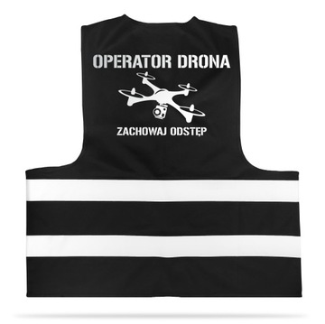 Operator DRONA czarna kamizelka odblaskowy NADRUK