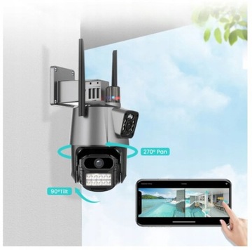 KAMERA ZEWNĘTRZNA alarm 4MP WIFI 3w1 4xZOOM 270 stopni śledzenie ruchu