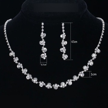 Серебряное свадебное колье, фианиты, серьги 3 в 1