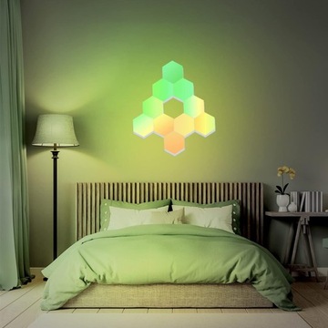 НАСТЕННЫЙ СВЕТИЛЬНИК ШЕСТИГРАННЫЙ СОТОВЫЙ RGB LED APP 10 ШТ.