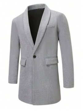 SHEIN PŁASZCZ MĘSKI SZARY KLASYCZNY NA ZIMĘ XL ŁMA