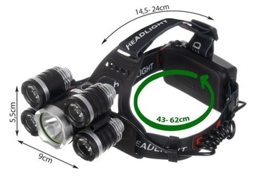 Мощный налобный фонарь 5 x T6 Led Cree перезаряжаемый налобный фонарь для мастерской