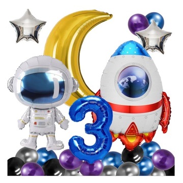 BALONY na urodziny 3 LATKA KOSMOS RAKIETA ASTRONAUTA