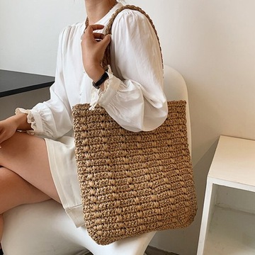 БОЛЬШАЯ СУМКА НА ПЛЕЧЕ, ПЛЕТЕНАЯ КОРЗИНА, ЗАКРЫТАЯ + ШАРФ