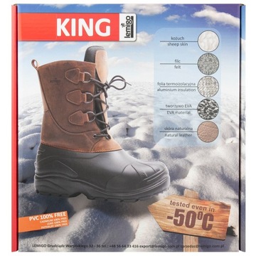 Buty śniegowce Lemigo King 821 - Brązowe 43