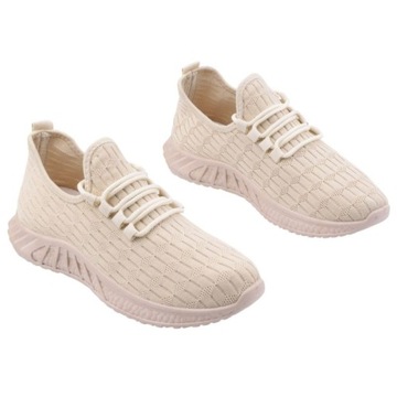 БЕЖЕВЫЕ ЖЕНСКИЕ СПОРТИВНЫЕ КРОССОВКИ ДЛЯ БЕГА Кроссовки ПЛОСКИЕ СЛИПОНЫ НА ШНУРОВКЕ