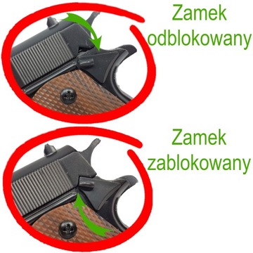 PISTOLET METALOWY COLT M1911 NA KULKI REPLIKA ASG IMITACJA DREWNA Z BLOKADĄ